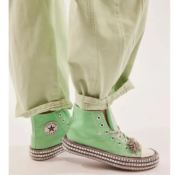 NEW Nan-Ku Couture Free People Cruise Studded Green Spring Mint High-Top Sneaker - Picture 2 of 12